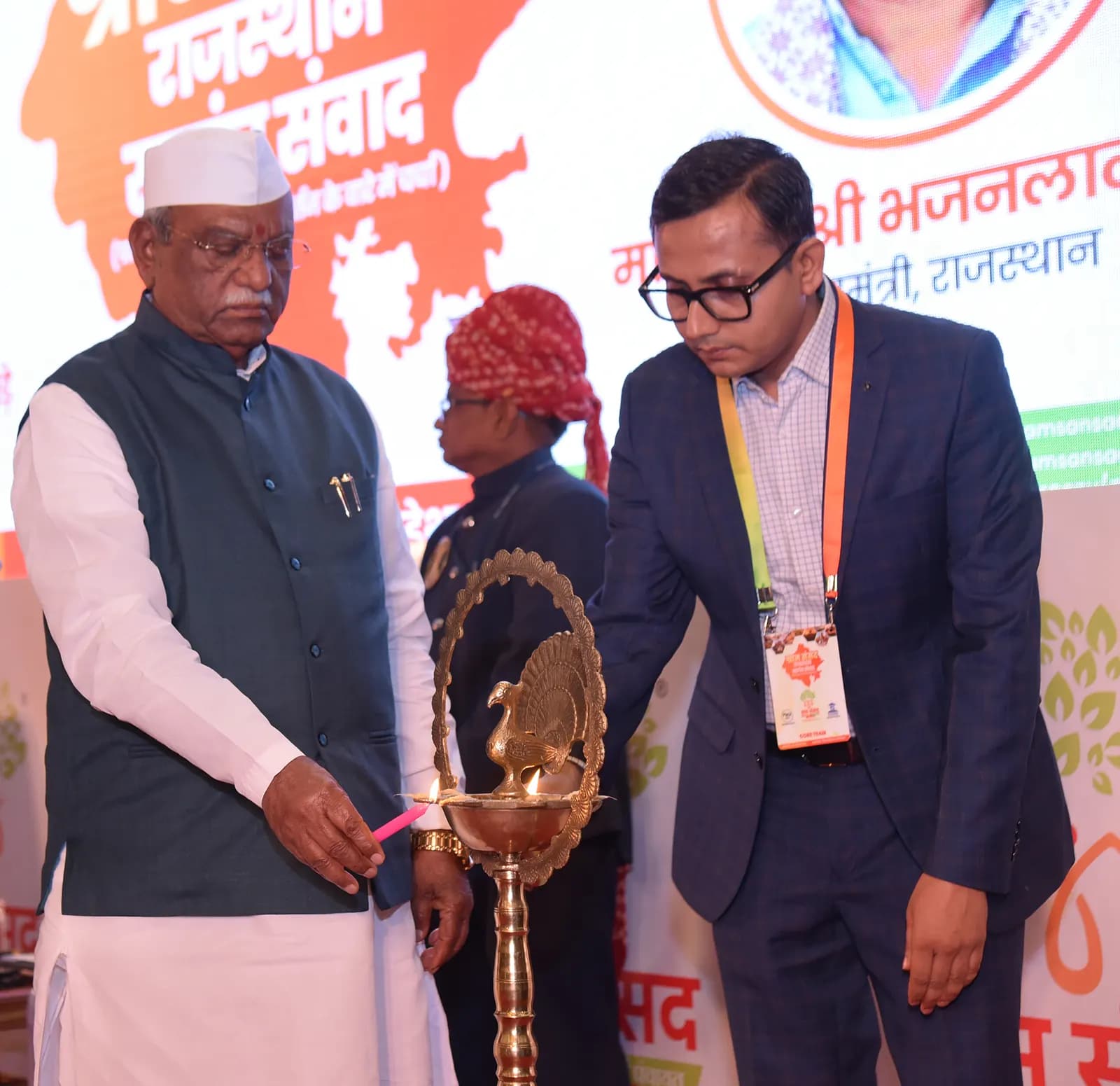 Lamp lighting at the Gram Sansad Rajasthan Sarpanch Samvad, Jaipur